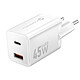 Forcell Chargeur Secteur 45W USB / USB-C PD / QC 4.0 Ulta-Compact GaN III Blanc Technologie GaN III, puissance maximale dans un format réduit, plus efficace qu'un chargeur standard