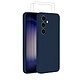 Evetane Coque Samsung Galaxy S24 Silicone liquide Bleu Marine + 2 Vitres en Verre trempé Protection écran Antichocs Coque Samsung Galaxy S24 Silicone liquide Bleu Marine + 2 Vitres en Verre trempé Protection écran Antichocs