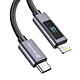 Swissten Câble 3A Lightning vers USB-C 30W 1.5m avec Écran Led Afficheur de Puissance Noir Ce câble est compatible avec Power Delivery 30W pour une charge rapide optimisée