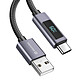 Swissten Câble 3A Charge et Synchro USB vers USB-C 60W 1.5m avec Écran Led Noir Ce câble est compatible avec USB-C pour charge rapide jusqu'à 60W