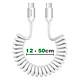 4smarts Câble USB-C vers USB-C 100W 480 Mb/s Spiralé Rétractable 12 à 50cm Blanc pas cher
