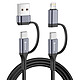 Swissten Câble Interchangeable 4-en-1 USB-C vers USB-A et Lightning 60W 1.5m Noir 4-en-1 : USB-C / USB-A vers USB-C et Lightning