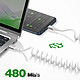 Avis 4smarts Câble USB-C vers USB-C 240W 480 Mb/s Spiralé Rétractable 12 à 50cm Blanc