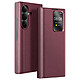 Avizar Étui Fenêtre pour Galaxy Z Fold7 avec Porte-cartes et Fonction Stand Bordeaux - Cet étui portefeuille bordeaux pour Galaxy Z Fold7 intègre une fenêtre Smart View pour l'affichage instantané des notifications et de l'heure