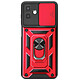 Mayaxess Coque pour Galaxy A07 avec Anneau Rotatif Magnétique et Cache Appareil Photo Rouge - Cette coque rouge pour Galaxy A07 affiche un dos rigide en polycarbonate texturé, à surface mate résistante aux rayures et aux traces