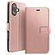 Mayaxess Étui Portefeuille pour iPhone 17 avec Dragonne et Fonction Stand Rose - Cet étui portefeuille rose doré pour iPhone 17 associe un revêtement grainé et satiné à une conception pratique pour un usage quotidien