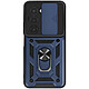 Mayaxess Coque pour Xiaomi Redmi 15 5G avec Anneau Rotatif Magnétique et Cache Caméra Bleu nuit - Cette coque bleu nuit pour Xiaomi Redmi 15 5G affiche un dos rigide en polycarbonate texturé, à surface mate résistante aux rayures et aux traces