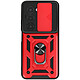 Mayaxess Coque pour Xiaomi Redmi 15 5G avec Anneau Rotatif Magnétique et Cache Caméra Rouge - Cette coque rouge pour Xiaomi Redmi 15 5G affiche un dos rigide en polycarbonate texturé, à surface mate résistante aux rayures et aux traces