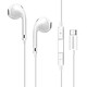 Mayaxess Écouteurs pour iPhone 17 Pro Filaires USB-C avec Micro intégré Blanc Ces écouteurs offrent un son clair et équilibré pour écouter vos musiques et podcasts avec précision.