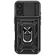 Mayaxess Coque pour iPhone 17 avec Cache Caméra Coulissante et Bague Magnétique Noir - Conception hybride, assurant une absorption optimale des chocs du quotidien