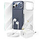 Mayaxess Pack Essentiel pour iPhone 17 Pro Coque, Verre, Chargeurs, écouteurs (6 pièces) Transparent Ce pack d'accessoires réunit tous les éléments essentiels pour protéger, recharger et utiliser votre iPhone 17 Pro au quotidien