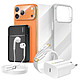 Mayaxess Pack Complet pour iPhone 17 Pro Coque, Verre, Chargeurs, Batterie externe, écouteurs (7 pièces) Transparent - Ce coffret d'accessoires regroupe tous les essentiels pour protéger, recharger et utiliser votre iPhone 17 Pro au quotidien