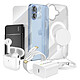 Mayaxess Pack Elite pour iPhone 17 Coque, Verre, Chargeurs, Batterie externe, Magsafe, Écouteurs Bluetooth (8 pièces) Transparent - Ce coffret complet réunit tous les accessoires indispensables pour protéger, recharger et utiliser votre iPhone 17 dans les meilleures conditions