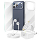 Mayaxess Pack Essentiel pour iPhone 17 Pro Max Coque, Verre, Chargeurs, écouteurs (6 pièces) Transparent Ce pack d'accessoires réunit tous les éléments essentiels pour protéger, recharger et utiliser votre iPhone 17 Pro Max au quotidien