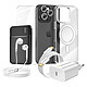 Mayaxess Pack Complet pour iPhone 16 Pro Coque, Verre, Chargeurs, Batterie externe, écouteurs (7 pièces) Transparent Ce coffret d'accessoires regroupe tous les essentiels pour protéger, recharger et utiliser votre iPhone 16 Pro au quotidien