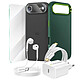 Mayaxess Pack Essentiel pour iPhone 17 Air Coque, Verre, Chargeurs, écouteurs (6 pièces) Vert Ce pack d'accessoires réunit tous les éléments essentiels pour protéger, recharger et utiliser votre iPhone 17 Air au quotidien