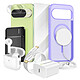 Mayaxess Pack Elite pour Pixel 10 Coque, Verre, Chargeurs, Batterie externe, Magsafe, Écouteurs Bluetooth (8 pièces) Violet - Ce coffret complet réunit tous les accessoires indispensables pour protéger, recharger et utiliser votre Google Pixel 10 dans les meilleures conditions