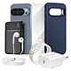 Mayaxess Pack Complet pour Pixel 10 Pro Coque, Verre, Chargeurs, Batterie externe, écouteurs (6 pièces) Bleu nuit - Ce coffret d'accessoires regroupe tous les essentiels pour protéger, recharger et utiliser votre Google Pixel 10 Pro au quotidien