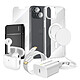 Mayaxess Pack Elite pour iPhone 13 Coque, Verre, Chargeurs, Batterie externe, Magsafe, Écouteurs Bluetooth (8 pièces) Transparent - Ce coffret complet réunit tous les accessoires indispensables pour protéger, recharger et utiliser votre iPhone 13 dans les meilleures conditions