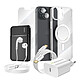 Mayaxess Pack Complet pour iPhone 13 Coque, Verre, Chargeurs, Batterie externe, écouteurs (7 pièces) Transparent - Ce coffret d'accessoires regroupe tous les essentiels pour protéger, recharger et utiliser votre iPhone 13 au quotidien