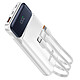 Max excell Powerbank 10000mAh Ports USB QC 3.0 et USB-C PD avec Câble USB USB-C Lightning Blanc Ce powerbank possède une capacité 10000mAh pour plusieurs charges complètes