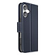 Avizar Étui Portefeuille pour iPhone 16 en Cuir Premium avec Fonction Stand - Cet étui portefeuille bleu nuit pour iPhone 16 est fabriqué en cuir véritable pleine fleur, avec coutures soignées et tranches lissées pour une finition nette