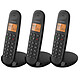 Logicom Téléphone sans Fil Trio Mains Libres ILOA 350 avec Écran Portée 300m Noir Pack avec 3 combinés sans fil pour une couverture complète de votre intérieur