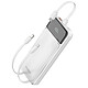 MAXEXCELL Batterie de Secours 10000mAh 2 Port USB-A / USB-C avec 2 Câbles et Écran LED Blanc - Capacité 10000 mAh pour recharger 1 à 2 fois un smartphone