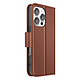 Avizar Étui Portefeuille pour iPhone 16 Pro en Cuir Premium avec Fonction Stand Cet étui portefeuille marron pour iPhone 16 Pro est fabriqué en cuir véritable pleine fleur, avec coutures soignées et tranches lissées pour une finition nette
