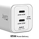 Avis Jaym Chargeur Secteur Double USB-C Rapide 65W PD / PPS Ultra-Compact GaN Blanc