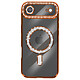 Avizar Coque pour iPhone Air Compatible MagSafe avec Contour Strassé Orange - Contour strassé raffiné pour une coque élégante et brillante
