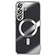 Avizar Coque pour Galaxy S25 FE MagSafe Souple Antichocs avec Contour Chromé Argent - Cette coque pour Samsung Galaxy S25 FE présente un dos transparent en silicone avec contour chromé argenté