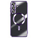 Avizar Coque pour Galaxy S25 FE MagSafe Souple Antichocs avec Contour Chromé Violet - Cette coque pour Samsung Galaxy S25 FE présente un dos transparent en silicone avec contour chromé violet