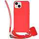 Jaym Coque pour iPhone 14 Plus en Silicone avec Cordon et Poignet Inclus Rouge - Revêtement extérieur soft-touch agréable au toucher et antidérapant