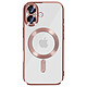 Avizar Coque pour iPhone 17 Compatible MagSafe avec Contour Chromé Rose - Compatible MagSafe grâce à l'anneau magnétique intégré