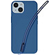 Avis Jaym Coque en Silicone pour iPhone 15 Plus avec Cordon Tour de Cou et Tour de Poignet Bleu