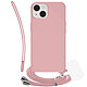 Jaym Coque pour iPhone 14 Plus en Silicone avec Cordon et Poignet Inclus Rose Revêtement extérieur soft-touch agréable au toucher et antidérapant