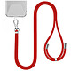 Avizar Tour de Cou 150cm pour Smartphone en Nylon avec Fixation Universelle Rouge Compatible avec la grande majorité des coques de téléphone du marché, sans nécessiter de coque spécifique