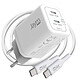 Jaym Chargeur Secteur 2 USB-C GaN 65W PD-PPS avec Câble USB-C vers USB-C 100W 2m Blanc Double port USB-C avec puissance maximale de 65W pour une charge rapide et simultanée de plusieurs appareils