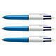 BIC Stylo bille 4 COLOURS MINI Medium Pointe Moyenne 4 Couleurs classiques x 3 Stylo à bille