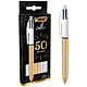 BIC Pack 3 Stylo Bille 4 couleurs (2 Or Givré et 1 Argent Métallisé) Stylo à bille