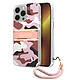 Guess Coque pour Apple iPhone 13 Pro Camo avec lanière nylon Rose pas cher