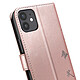 Zanaé Étui Portefeuille pour iPhone 12 / 12 Pro Premium Design Fleurs Papillon Rose champagne pas cher