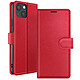 Zanaé Étui Portefeuille pour iPhone 13 Support et Languette Magnétique Rouge - Cet étui protège intégralement l'écran et le dos du smartphone
