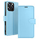 Zanaé Étui Portefeuille pour iPhone 16 Pro Fonction Support et Languette Magnétique Bleu clair Cet étui portefeuille Zanaé bleu clair pour iPhone 16 Pro présente une texture antiglisse et chic