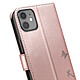 Zanaé Étui Portefeuille pour iPhone 11 Premium Design Fleurs Papillon Rose champagne pas cher