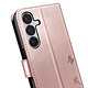 Zanaé Étui Portefeuille pour Galaxy S24 / S25 Premium Design Fleurs Papillon Rose champagne pas cher