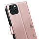 Zanaé Étui Portefeuille pour iPhone 15 Premium Design Fleurs Papillon Rose champagne pas cher