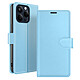 Zanaé Étui Portefeuille pour iPhone 15 Pro Fonction Support et Languette Magnétique Bleu clair Cet étui portefeuille Zanaé bleu clair pour iPhone 15 Pro présente une texture antiglisse et chic