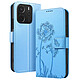Zanaé Étui Portefeuille pour Redmi Note 14 4G Premium Design Fleurs Papillon Bleu clair - Étui au motif pissenlit gravé avec papillon en relief pour une protection esthétique et originale de votre smartphone